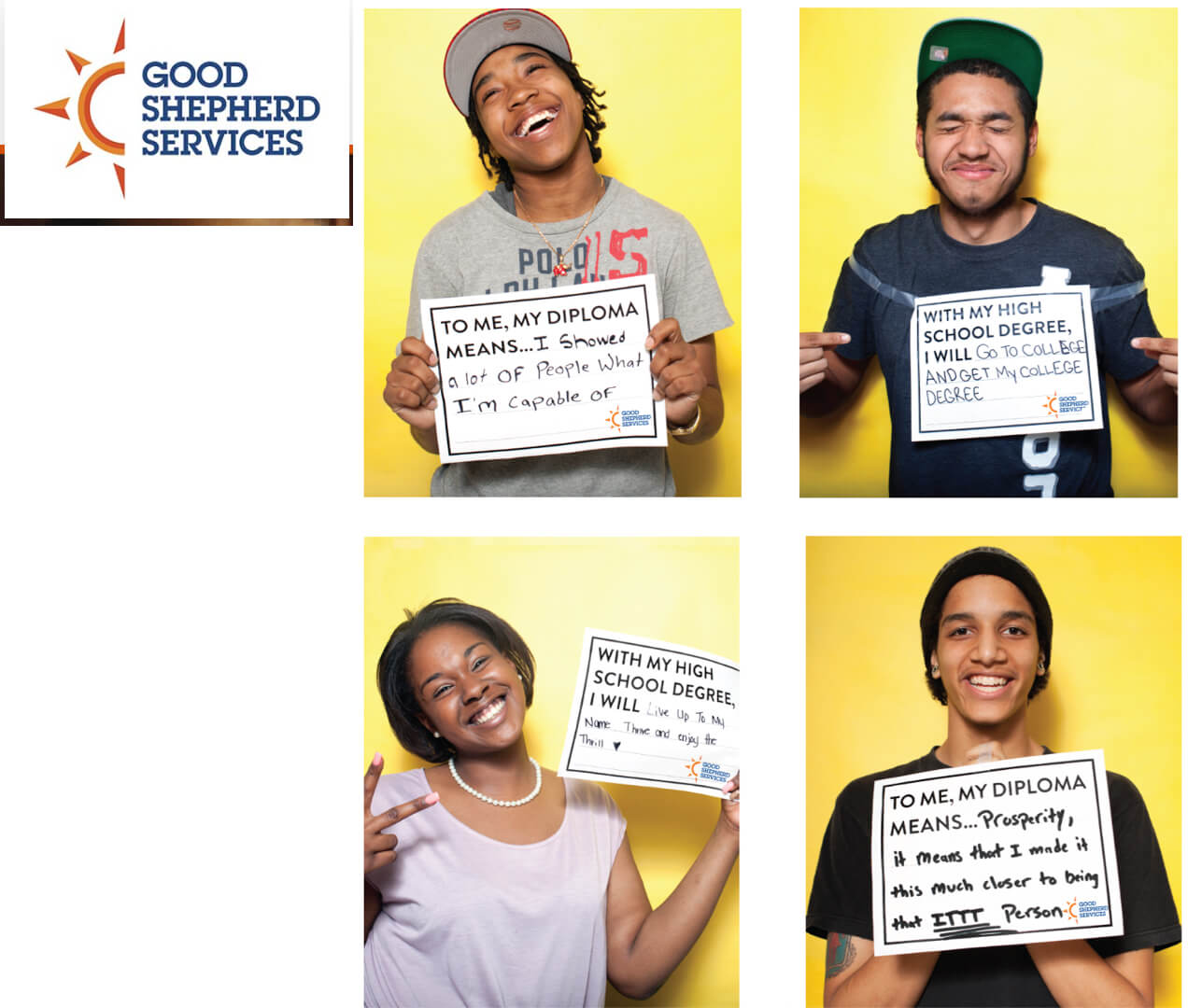 pictures of youth involved in Good Shepherd Services mentorship program