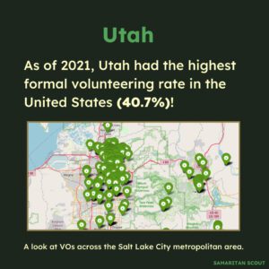 map of utah showing volunteer opportunities locations