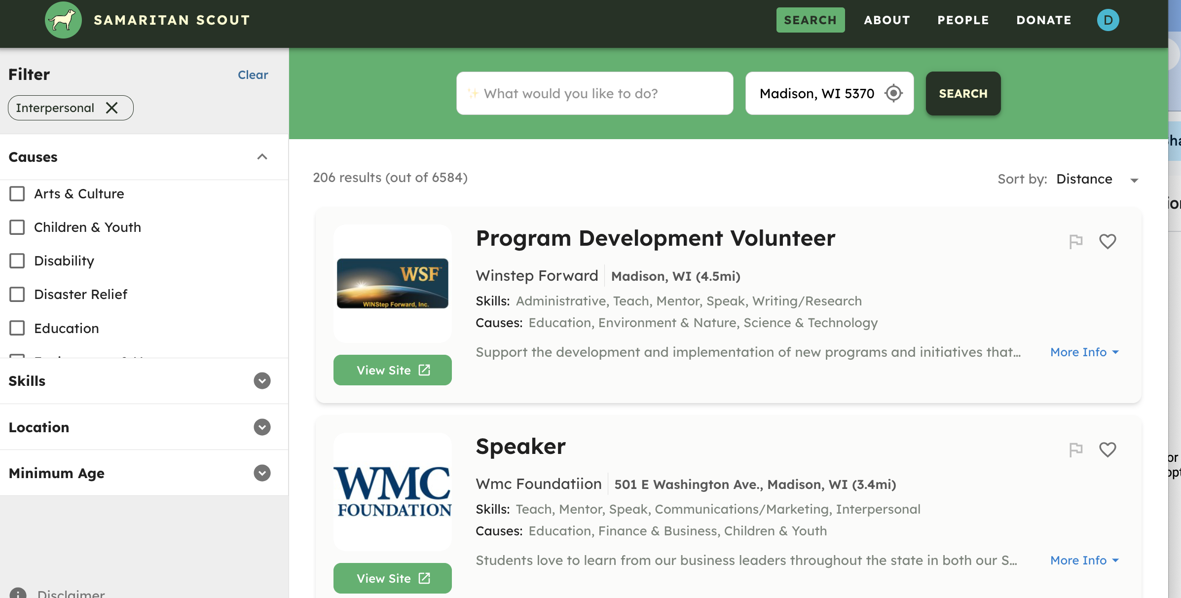 volunteering opportunities in madison wisconsin found on samaritan scout