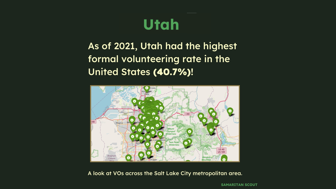 map of utah showing all the volunteer opportunities