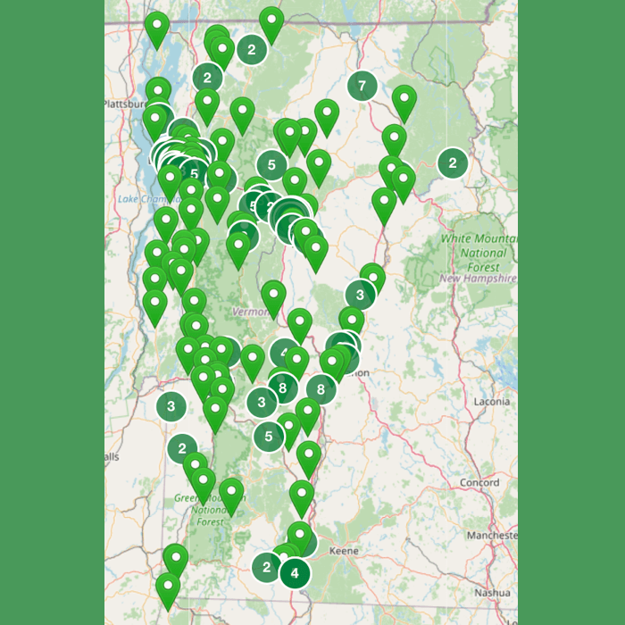 map of vermont showing volunteer opportunities